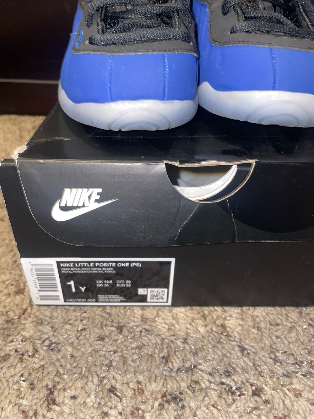 Nike Kids Little Posite One PS Blue and Black Sneakers